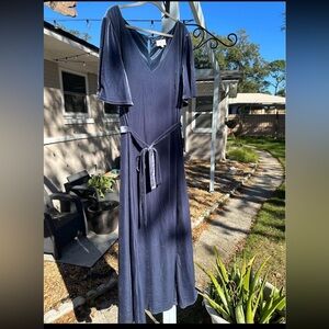 Revelry Indie Blue Floor Length Velvet Dress